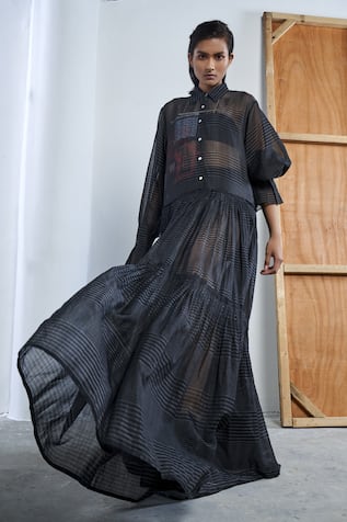 Chanderi Silk Tiered Dress 