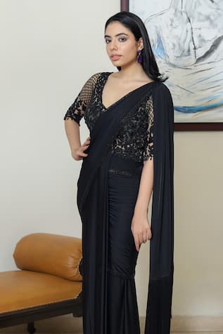 black sari dress