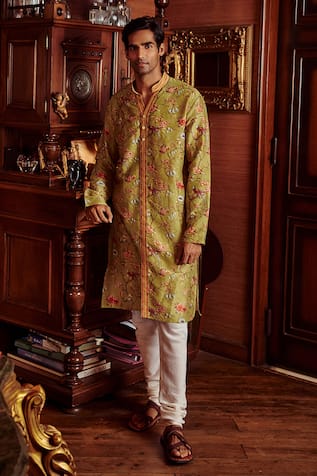 Nisarg Chanderi Floral Print Kurta Set 