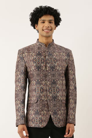 Chanderi Printed Blazer 