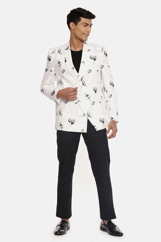 Mayank Modi - Men Linen Printed Blazer