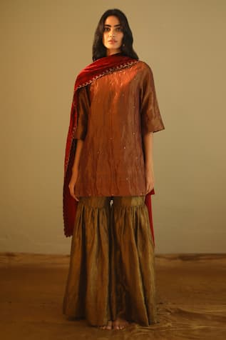 Handloom Tissue Kurta & Sharara Set  