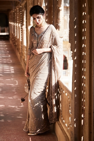 Matsya Embroidered Saree with Blouse