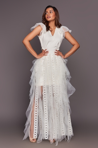 Deepika Arora Ruffle Gown With Belt