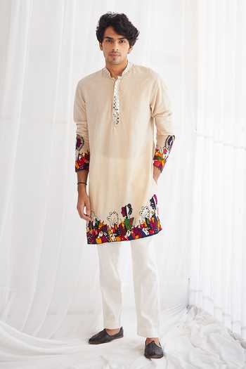 Twenty Nine Art Deco Cotton Silk Kurta Set 