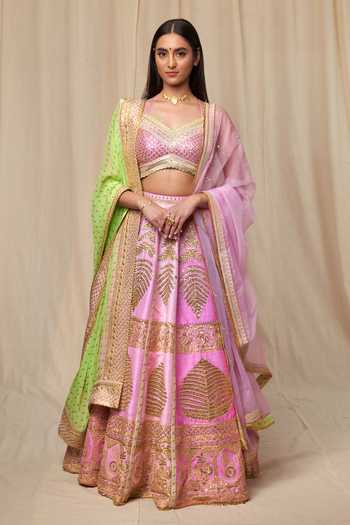 Masaba Barfi Paan-Patti Embroidered Lehenga Set With Shrug 
