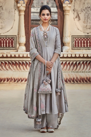 Matsya Chanderi Silk Anarkali Set