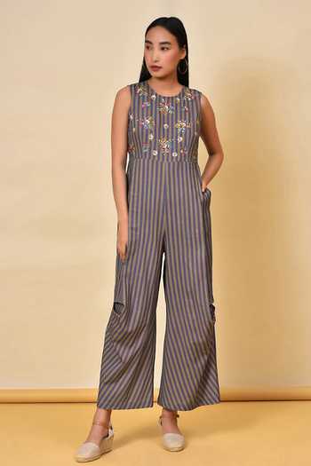 NUHH Striped Sleeveless Jumpsuit 
