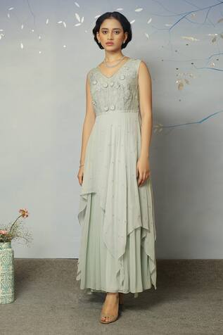 Embroidered Layered Gown