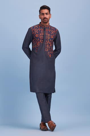 Cotton Silk Embroidered Kurta 