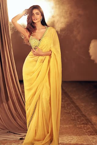 Best Saree in Online Double Shade Plain Saree | Yellow Colour Saree