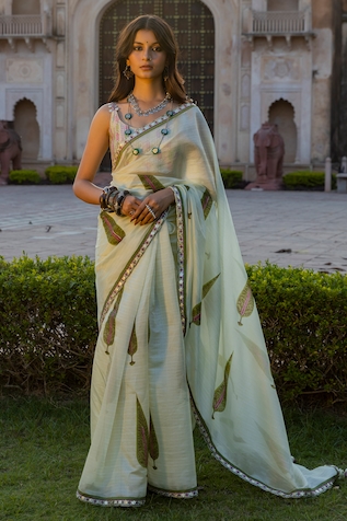 PUNIT BALANA Organza Silk Saree with Blouse