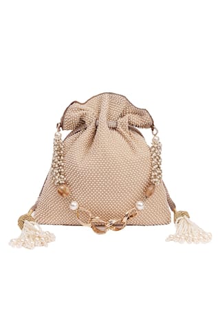 Pearl Polka Dot Embroidered Potli 