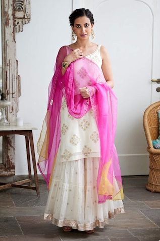 Nimbus Chanderi Embroidered Kurta & Sharara Set