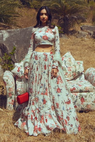 Paulmi and Harsh Organza Printed Lehenga Set