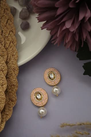 Meenakari Kundan Stud Earrings 