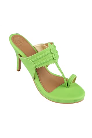 Neon Braided Kolhapuri Heels 