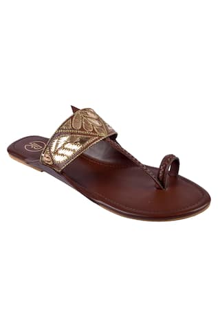  Floral Embroidered Kolhapuri Sandals 