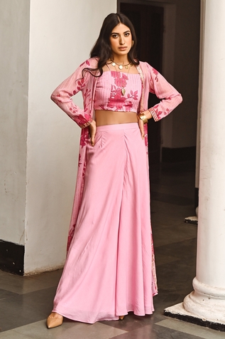 Palak & Mehak Floral Print Jacket Palazzo Set