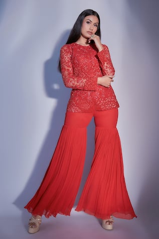 Georgette Sharara & Jacket Set 
