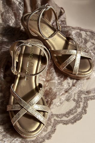 Gold Double Cushioned Wedge Heels 