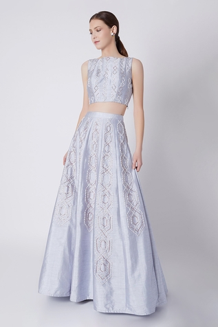 Masumi Mewawalla Embellished Crop Top & Lehenga Set