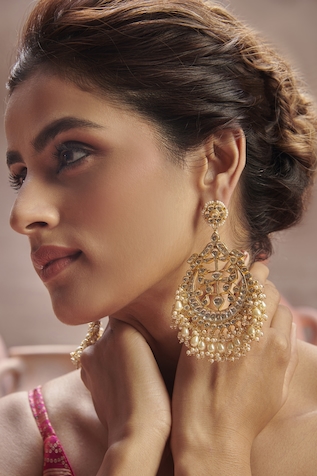 Ruby Paisley Flower Earrings - Bollywood Collection - Radhika Store