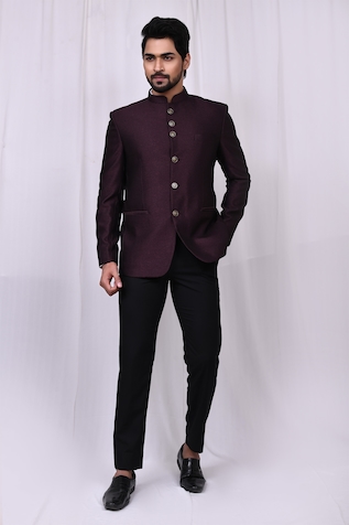 Samyukta Singhania Mandarin Collar Bandhgala & Pant Set