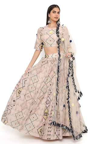 Diamond Print Lehenga Set 