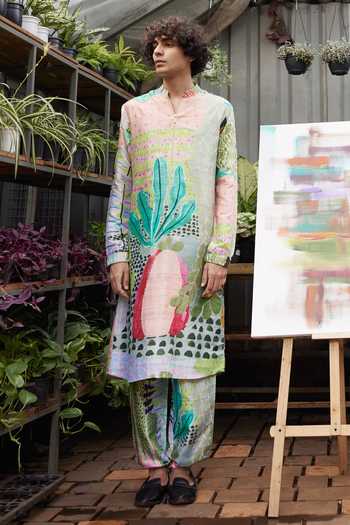 PS Men By Payal Singhal Wanderlust Printed Kurta Set 