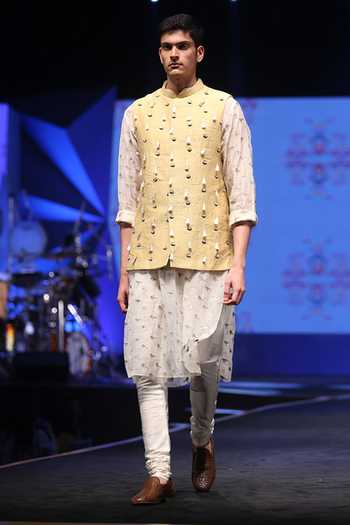 PS Men By Payal Singhal Dupion Silk Bundi & Kurta Set 