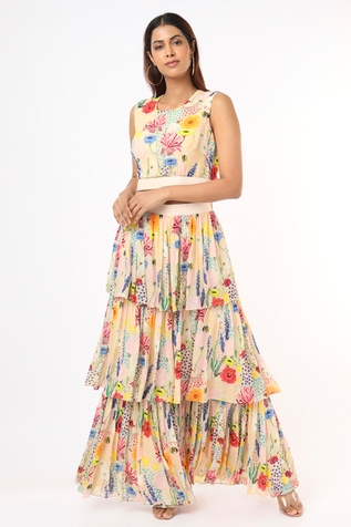 PS Pret by Payal Singhal Printed Crop Top & Sharara Set