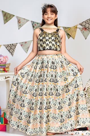 Buy Party Wear Lehenga Girl, Indian Kids Dress, Baby Lehenha, Black Lehenga  for Babies, Designer Dress for Girls, Silk Lehenga Online in India - Etsy