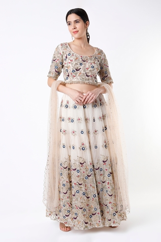 Payal Singhal Floral Embroidered Lehenga Set