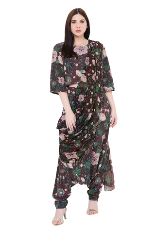 PS Pret by Payal Singhal Abutilon Print Top & Draped Pant Set