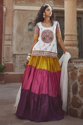 Pratibha Sultania Tiered Lehenga Kurta Set