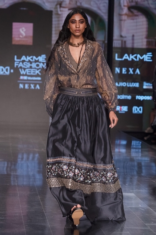 Shruti Sancheti Chanderi Shirt Lehenga Set