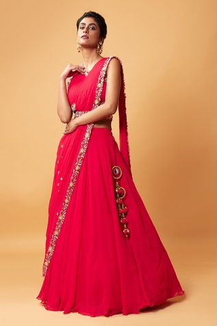 Quench A Thirst Draped Lehenga & Blouse Set