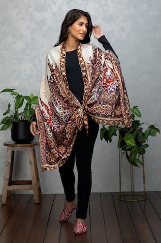 Abstract Print Silk Scarf 