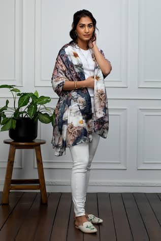 Floral Print Silk Scarf 