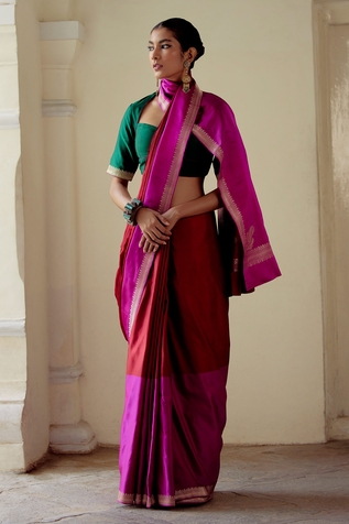 Mimamsaa Rajnandini Satin Silk Woven Saree With Blouse
