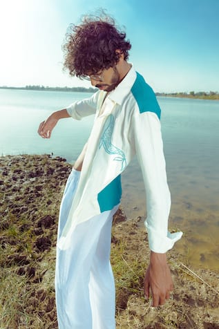 Colourblock Embroidered Shirt  
