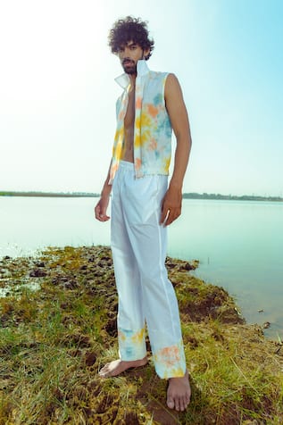 Hand Dyed Sleeveless Jacket For Kids