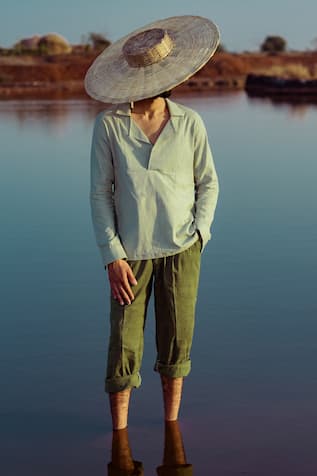 Green Hand Dyed Pant For Kids