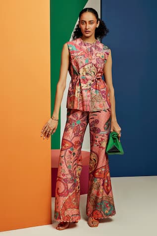 Effie Printed Shirt & Flared Pant Set 