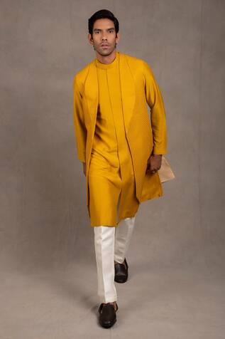 Geometric Embroidered Bundi & Kurta Set For Kids