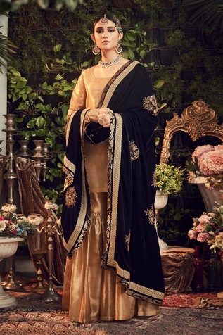 Ranian Silk Tissue Kurta Set with Midnight Blue Dupatta