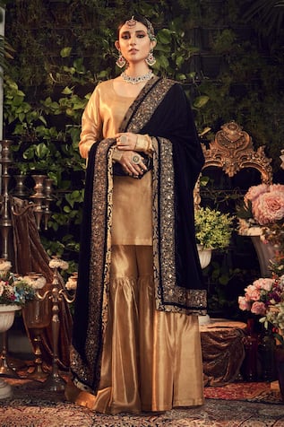 Silk Tissue Kurta Set with Midnight Blue Dupatta 