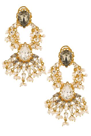 Stone embedded drop royal twist earrings