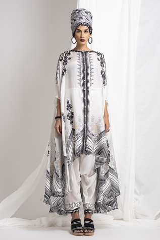 Rajdeep Ranawat Silk Cape Tunic & Draped Pant Set